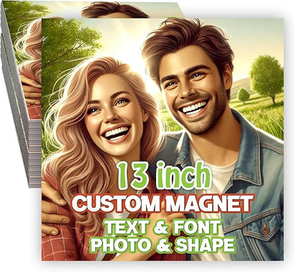 KETABAO – 13" Customize Your Custom Refrigerator and Car Square Magnets - Personalized Decorative Magnetic Frames