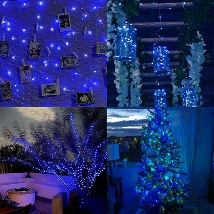 66Ft 200LED Fairy Lights Plug in, Waterproof String Lights Outdoor & Indoor 8 Modes with Timer, Christmas Light Bedroom Decor, Twinkle Light for Girl's Room Garden Christmas Decorations (Blue)