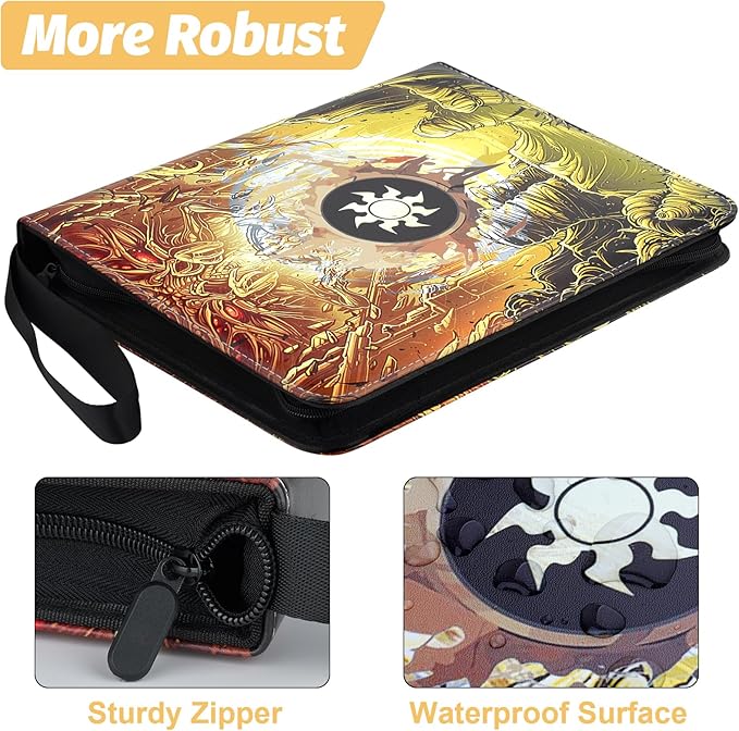 Trading Card Binder for MTG Cards, Premium 9 Pocket Card Binder, 720 Double Sided Pocket Collector Card Album for Standard Cards,Card Collection Folder for YGO/PTCG/Game Cards (Yellow Print)
