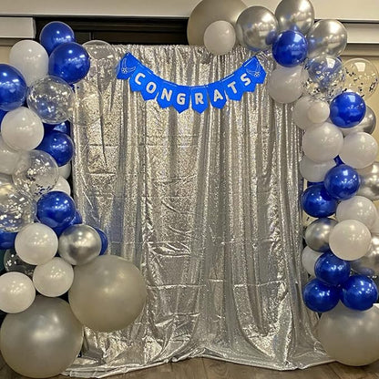 Poise3EHome Silver Backdrop,8FT x 10FT Silver Sequin Photography Backdrop Curtain for Party Decoration