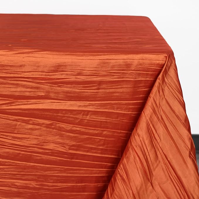 YOUR CHAIR COVERS - 90 x 132 inch Rectangular Crinkle Taffeta Tablecloth - Terracotta, Rectangle Table Linens for 6 ft Rectangular Tables, Wedding Crushed Table Cloth