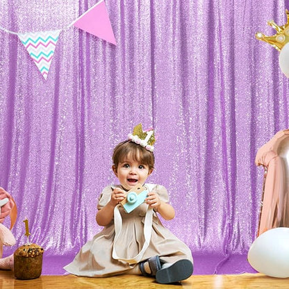 SquarePie Sequin Backdrop Less Transparent Background Sparkly Curtain for Wedding Party 10FT x 10FT Lavender