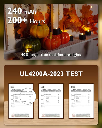 Homemory Black Tea Lights Candles Battery Operated, 200+Hour Flameless Flickering Fake Electric LED Colored Tealights Candles for Halloween, Theme Party, Wedding Table Decor, Holiday Decor, 12-Pack