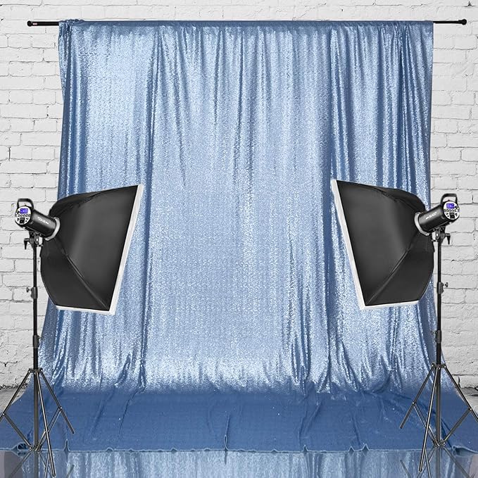 Eternal Beauty Baby Blue Sequin Backdrop, 6x6 Ft Glitter Background Curtains for Shimmer Photography Party Wedding Birthday Back Drop Decor