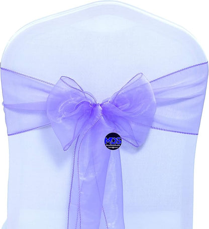 MDS Pack of 150 PCS Organza Chair Sashes Wider Dining Chair Bows Ribbon Tie Back for Wedding Party Birthday Bridal Shower Reception Event Banquet Home Chair Cover Decoration - Lavender