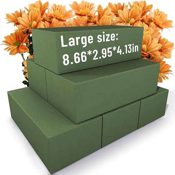 Floral Foam Blocks Large 9 Inch,Wet Floral Foam Bricks,Pack 6 of Floral Foam for Artificial Flowers and Wedding Holiday Decorations (6)