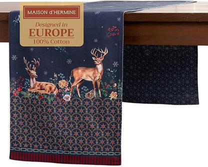 Maison d' Hermine Table Runner 100% Cotton Double Layer Table Runners 72 inches Long for Thanksgiving Christmas Decorations Home Kitchen Dining Party Wedding (Christmas Joy, 14.5" x 72")