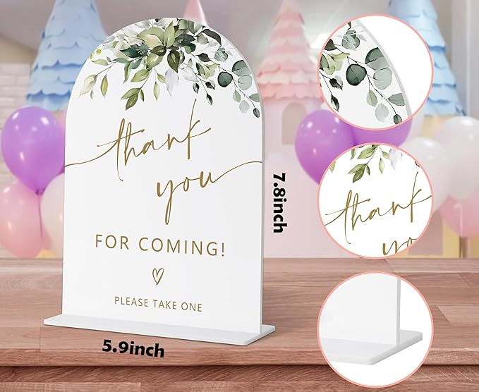 Thank You for Coming, Gift Table Sign, Greenery Gold Bridal Shower Decorations, Wedding Signs for Ceremony and Reception, Engagement Decor, Wedding Table Acrylic Decor, Bachelorette Party Favors - 23