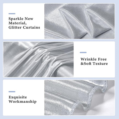 Outpain 10x10ft Silver Sequin Backdrop Curtains -Heavy Duty Gold Photography Backdrops with Non-Shedding Glitter, Wrinkle-Free Stage Drapes for Wedding/Christmas/Studio Shoots (5x10ft 2 Panels)