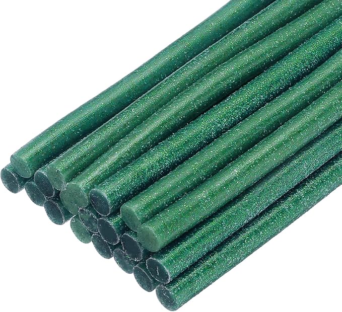 uxcell 20pcs Hot Glue Sticks for Glue Gun 7mm/0.28-inch x 4-inch Mini Hot Melt Adhesive Glue Stick Glitter Dark Green