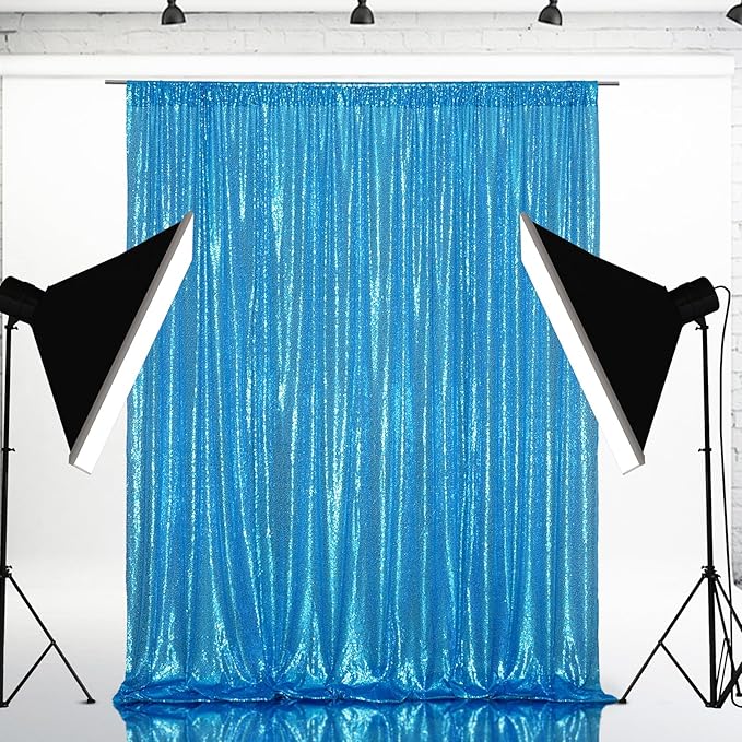 Eternal Beauty Turquoise Sequin Backdrop, 4x7 Ft Glitter Background Curtains for Shimmer Photography Party Wedding Birthday Back Drop Decor