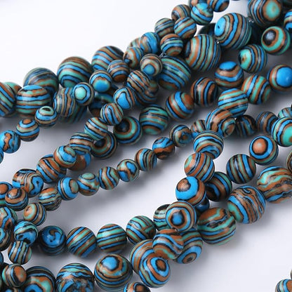 Blue Peacock Turquoise Stone Beads Gemstone Round Crystal Energy Jade Beads Stone Beads for Jewelry Making DIY Bracelet Necklace Jewelry Making 1 Strand 15.5inch 60PCS 6MM