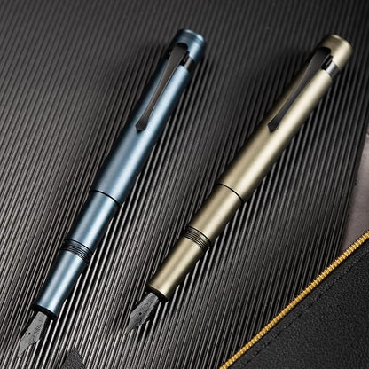 Hongdian M2 Black Forest Mini Fountain Pen, Medium Soft Nib & Sleek Shape Aluminium Short Pocket Travel Pen (Midnight Blue)