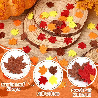 MARFOREVER Fall Felt Maple Leaf Confetti, 500Pcs Thanksgiving Leaves Confetti Decorations Mixed Autumn Table Scatter Sprinkles Centerpiece for Fall Art Crafts Supplies Thanksgiving Party Accessories
