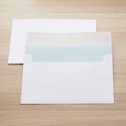 Amazon Basics A9 Blank Invitation Envelopes with Peel and Seal Closure, 5-3/4 x 8-3/4 Inches, White - Pack of 100