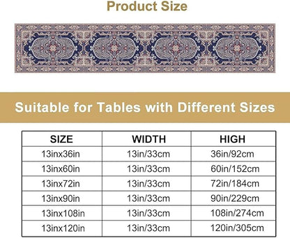 Vintage Boho Floral Table Runner, French Rustic Country Farmhouse Purple Golden Bohemia Flower Pattern for Home Kitchen Table Decor Dining Coffee Room Party Decor 13x108in