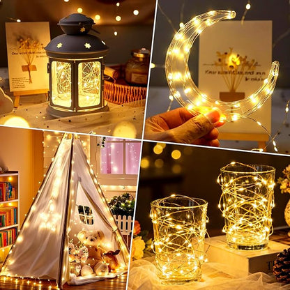 ZNYCYE 10 Pack Fairy Lights with Timer,10ft 30 LED String Lights 8 Modes Fairy Lights Battery Operated Waterproof for DIY Wedding Party Bedroom Mason Jars Christmas Decorations (Warm White)