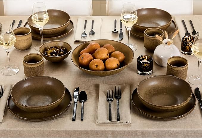 Solino Home Linen Natural Tablecloth 60 x 108 Inch - 100% Pure Linen Rectangular Tablecloth - Machine Washable Table Cloth for Fall, Autumn, Thanksgiving, Christmas, Holiday - Fete