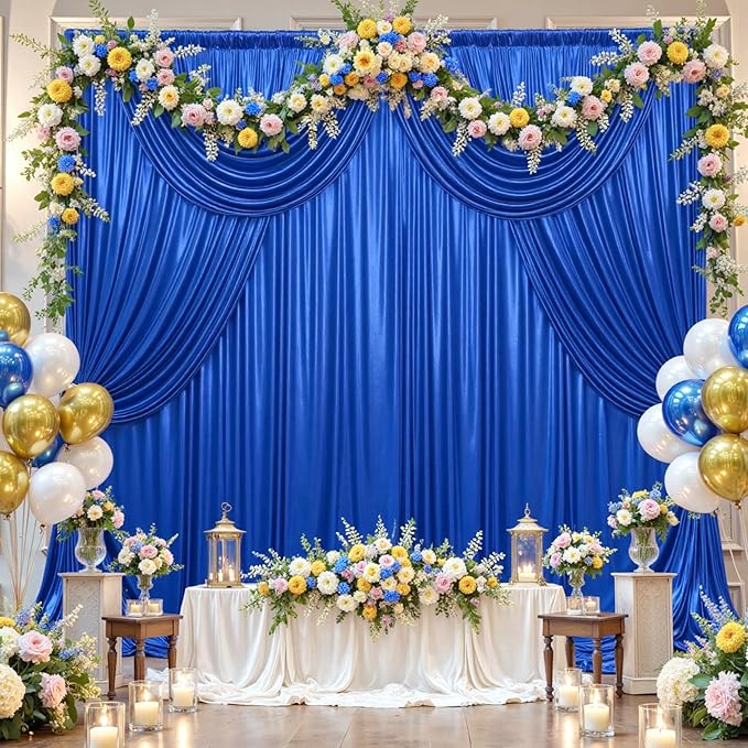 20ftx10ft Royal Blue Sequin Backdrop Curtain Panels for Parties, 4 Panels Wrinkle Free Glitter Photo Backdrop Drapes Shimmer Back Drop Cloth for Wedding Birthday Christmas Photography Background