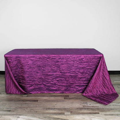 YOUR CHAIR COVERS - 90 x 132 inch Rectangular Crinkle Taffeta Tablecloth - Purple, Rectangle Table Linens for 6 ft Rectangular Tables, Wedding Crushed Table Cloth