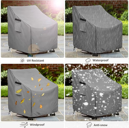 Okcool Outdoor Swivel Chair Cover 2 Pack,Outdoor Furniture Patio Chair Covers Waterproof Clearance,(27.5"W x 32.5"D x 39"H) Outdoor Lawn Patio Furniture Covers,Grey