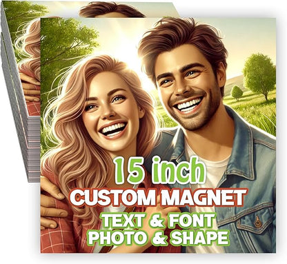 KETABAO – 15" Square Custom Refrigerator and Car Photo Magnets - Personalize with Photos of Your Home, Office and Vehicle