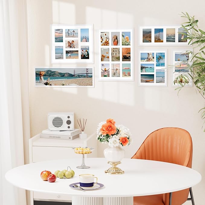 Vittanly 14x20 Collage Picture Frame, Displays 9Pcs 4x6 Pictures with Mat, Picture Frames Collage Wall Decor for Horizontal or Vertical Display, White, 1 Pack