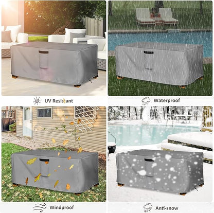 Outdoor Coffee Table Cover,Waterproof Rectangular Patio Small Side Table Cover,48 x 28 x 16 inch, Outdoor Table Covers Waterproof Rectangle,Grey