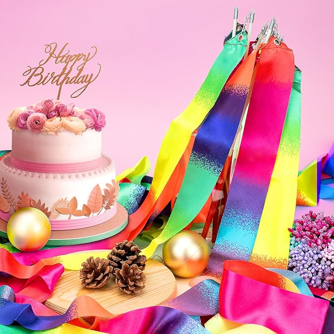20 Pack Ribbon Dancer Wands for Kids,Rainbow Streamers Dance Ribbon,Party Favors Goodie Bags Stuffers,Birthday Decorations,Girls Party Games Supplies,Dance Gymnastics Pretend Play Princess Cat