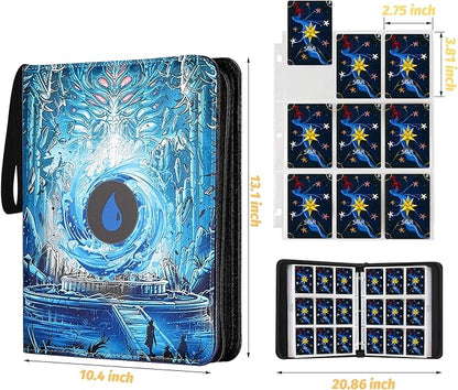 Card Binder for MTG Cards, Premium 9 Pocket Card Binder for Trading Cards, 720 Double Sided Pocket Collector Card Album for Standard Cards,Card Collection Folder for YGO/PTCG/Game Cards (Blue Print)