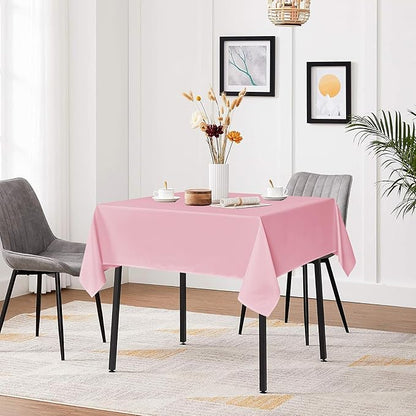 sancua Square Tablecloths 85x85 Inch - Pink Fabric Table Cloth for Square or Round Tables, Washable Polyester Table Cover for Outdoor Party, Birthday, Buffet, Resturant