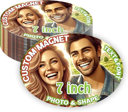 KETABAO – 7" Customized Oval Magnetic Photo Pictures Magnet for Refrigerators, Storage Cabinets and Cars – Personalized Gift Ideas
