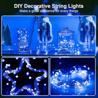16Ft 50 LED Blue Fairy Lights Mini String Lights Waterproof for Mason Jars Halloween Christmas Parties Wedding Table Centerpieces Decoration