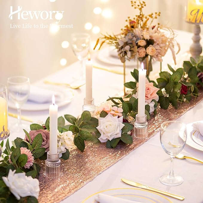 Candle Holder Glass Candlestick Holders: Hewory 10PCS Clear Taper Candle Holders Bulk for Table Centerpiece, Glass Candle Holder Candle Stick Holder Decor for Christmas Wedding Party Bridal Showers