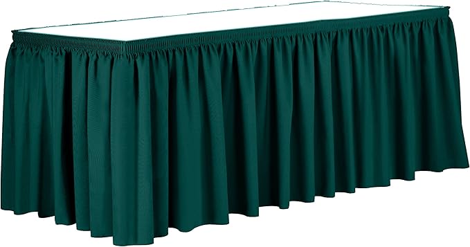 Ultimate Textile Pleat Polyester Fabric Table Skirt - Machine Washable Flame Resistant with Clips for Events, Weddings & Trade Shows, Cut & Sewn in Paterson, NJ - Teal, 17' Shirred Pleat