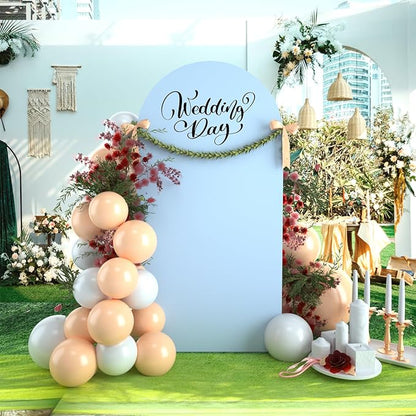 bricia Wedding Arch Backdrop Stand Cover, 6.6FT Double Sided Stretchy Arch Cover Fitted Wedding Birthday Party Banquet Decoration (Bluemist 79.2''Lx39.6''W)