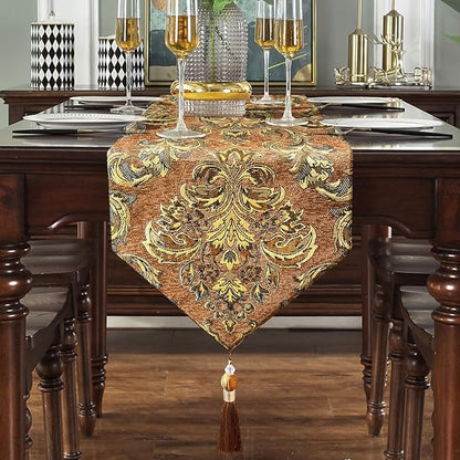 Table Runners 108 inches for Dining Room Dresser Christmas Thanksgiving Party Decorations (Caramel)