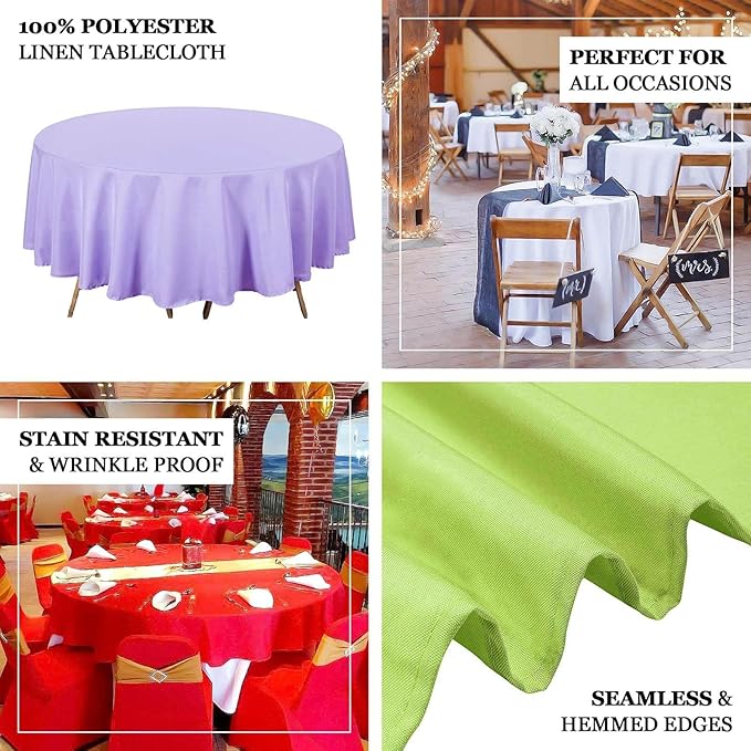 Efavormart Round Tablecloth, 90 Inch Stain & Wrinkle Resistant Washable Table Cloth, Decorative Polyester Fabric Table Cover for Banquet, Wedding, Dining- Green