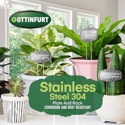 Updated Metal Plant Labels for Garden, 25 Pack Stainless Steel DIY Plant Markers Waterproof for Flowers Pots, Vegetables, Seedlings