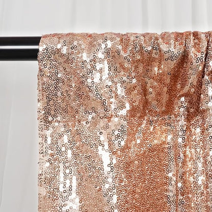 SquarePie Sequin Backdrop Non-Transparent Background Sparkly Curtain for Wedding Party 6FT x 8FT Rose Gold