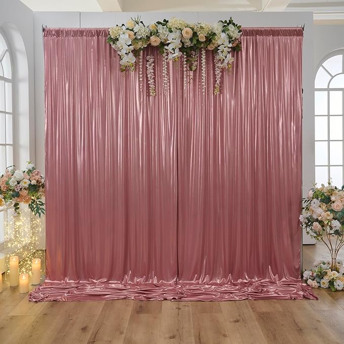 10x10ft Thick Rose Gold Glitter Backdrop Curtain Panels for Parties, Wrinkle Free Sequin Sparking Photo Backdrop Drapes, 2 Panels 5x10ft Shimmer Back Drop Cloth for Wedding Birthday Photography