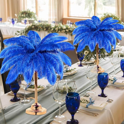 Retrowavy 30 Pcs 18-20 Inch Large Natural Ostrich Feathers Bulk for Centerpieces for Wedding Party Centerpieces Home Decoration Flower Arrangement (Blue)