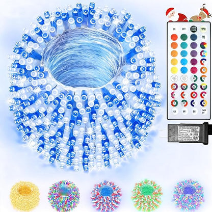 300 LED Color Changing Christmas Lights, 35 Colors 98FT String Lights Halloween Decorations, Waterproof Twinkle Fairy Light Clear Wire for Bedroom Indoor Outdoor Holiday Xmas Tree Wedding Party