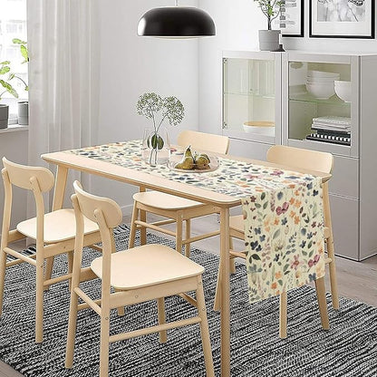 Watercolor Floral Table Runner, Vintage Colorful Floral Natural Style Pattern Decorative Home Restaurant Kitchen Rectangle Table Runner,13in（33cm） W * 36in（92cm） L