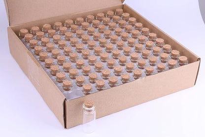 MaxMau 10ml Small Glass Bottles with Cork Stoppers,pack of 100 Vials Tiny Jars for DIY Art Crafts Projects Store Wishing Bottles Message Wedding Favors Gift