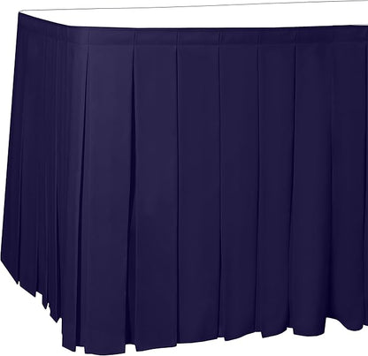 Ultimate Textile Pleat Polyester Fabric Table Skirt - Machine Washable Flame Resistant with Clips for Events, Weddings & Trade Shows, Cut & Sewn in Paterson, NJ - Purple, 7' Box Pleat