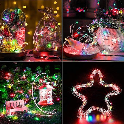 2-Pack Multicolor Fairy Lights Battery Operated with Timer, Waterproof 16FT 50 LED String Lights Outdoor Indoor, Twinkle Lights for Bedroom Wedding Birthday Christmas Parties Centerpiece (Multicolor)