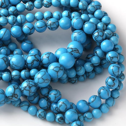 River Stone Blue Turquoise Stone Beads for Jewelry Making DIY Craft Gemstone Beads Kit (8mm, 45pcs) Cosmic Crystal Pebbles for Bracelets, Necklaces, Home Decor