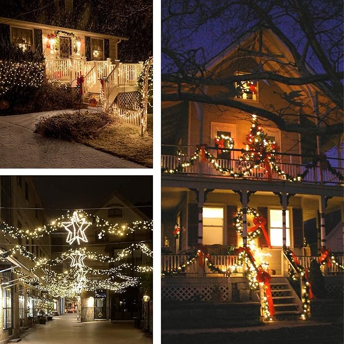 Warm White ⇋ Cool White 66Ft 200LED Fairy Lights Plug in with Remote, Waterproof String Lights Outdoor & Indoor 8 Modes with Timer, LED Twinkle Lights for Girl's Room Halloween Christmas Decorations