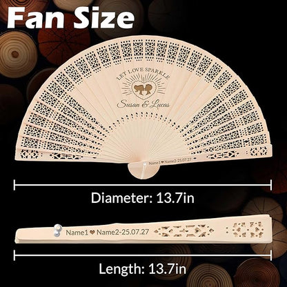 50 PCS Custom Fans Personalized Folding Fans for Line Dancing Wooden Hand Fan Wedding Favors Bulk Fans for Guests Party Event Use (Style13)